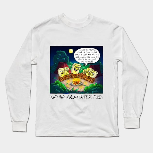 Scary Marshmallow Campfire Stories. Long Sleeve T-Shirt by macccc8